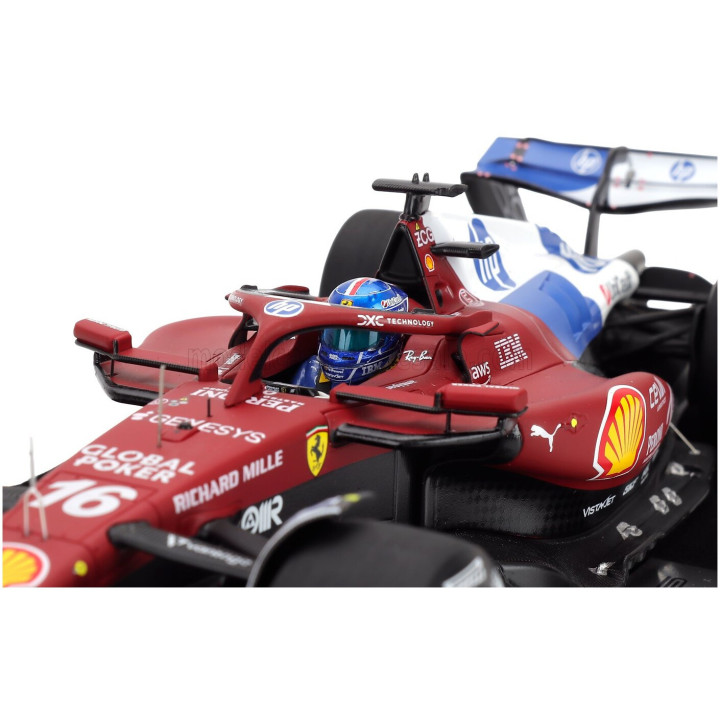 LOOKSMART FERRARI F1 SF-25 TEAM SCUDERIA FERRARI HP N 16 MIAMI GP 2025 CHARLES LECLERC - CON VETRINA - WITH SHOWCASE - RED BLUE