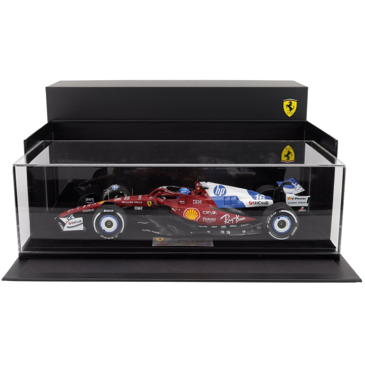LOOKSMART FERRARI F1 SF-25 TEAM SCUDERIA FERRARI HP N 16 MIAMI GP 2025 CHARLES LECLERC - CON VETRINA - WITH SHOWCASE - RED BLUE
