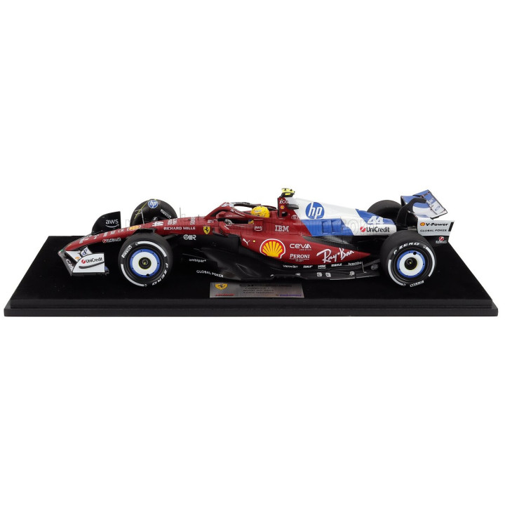 LOOKSMART FERRARI F1 SF-25 TEAM SCUDERIA FERRARI HP N 44 MIAMI GP 2025 LEWIS HAMILTON - CON VETRINA - WITH SHOWCASE - RED BLUE