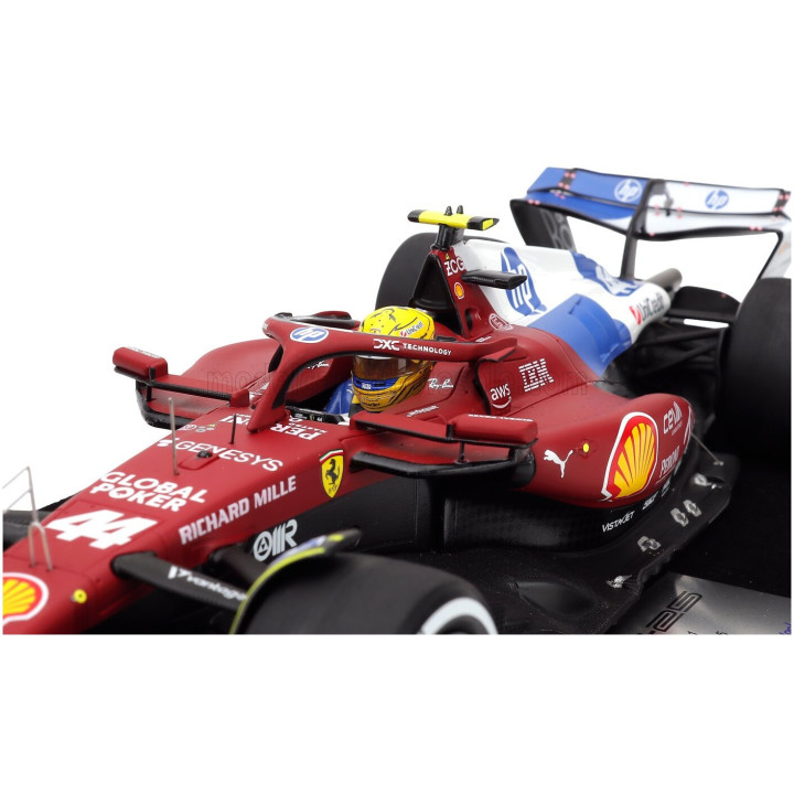 LOOKSMART FERRARI F1 SF-25 TEAM SCUDERIA FERRARI HP N 44 MIAMI GP 2025 LEWIS HAMILTON - CON VETRINA - WITH SHOWCASE - RED BLUE