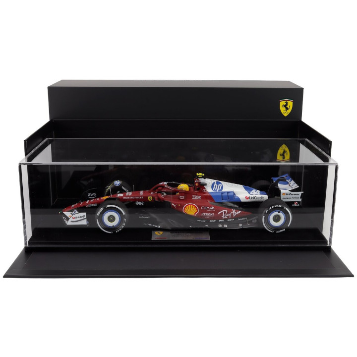 LOOKSMART FERRARI F1 SF-25 TEAM SCUDERIA FERRARI HP N 44 MIAMI GP 2025 LEWIS HAMILTON - CON VETRINA - WITH SHOWCASE - RED BLUE