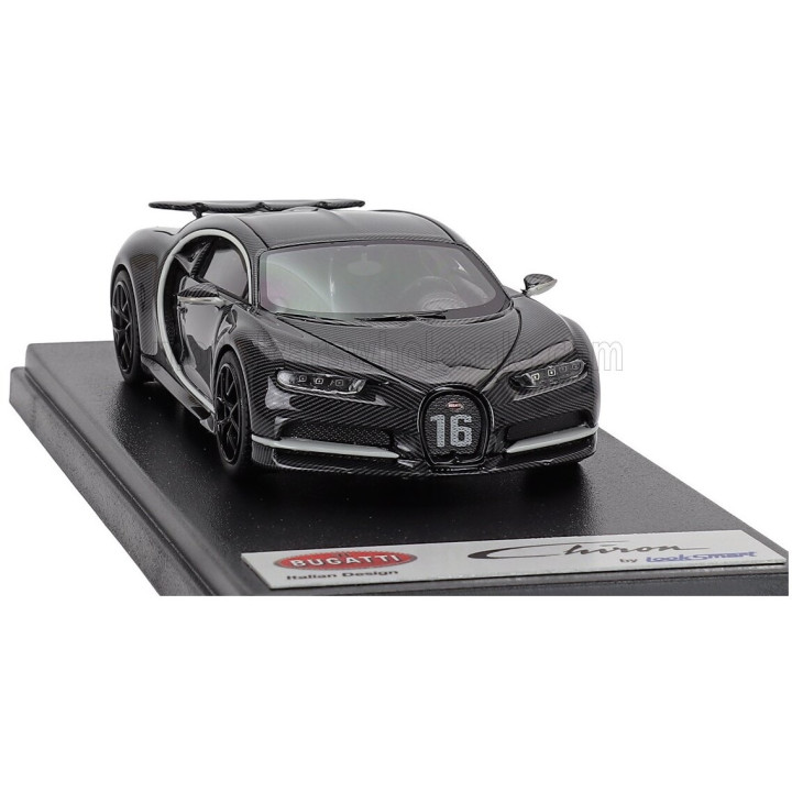 LOOKSMART BUGATTI CHIRON SPORT N 16 WING UP 2019 - GREY CARBON 1/43