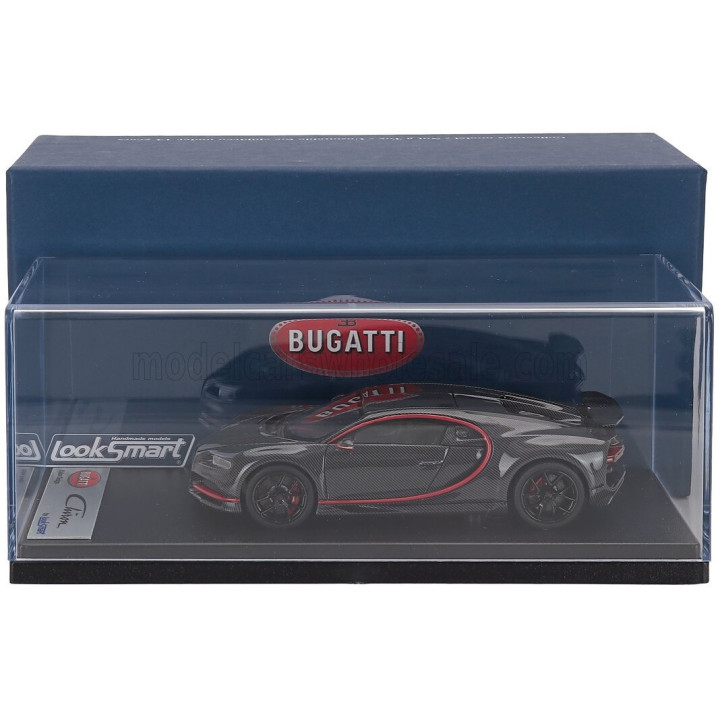 LOOKSMART BUGATTI CHIRON SPORT N 16 WING UP 2019 - GREY CARBON RED 1/43