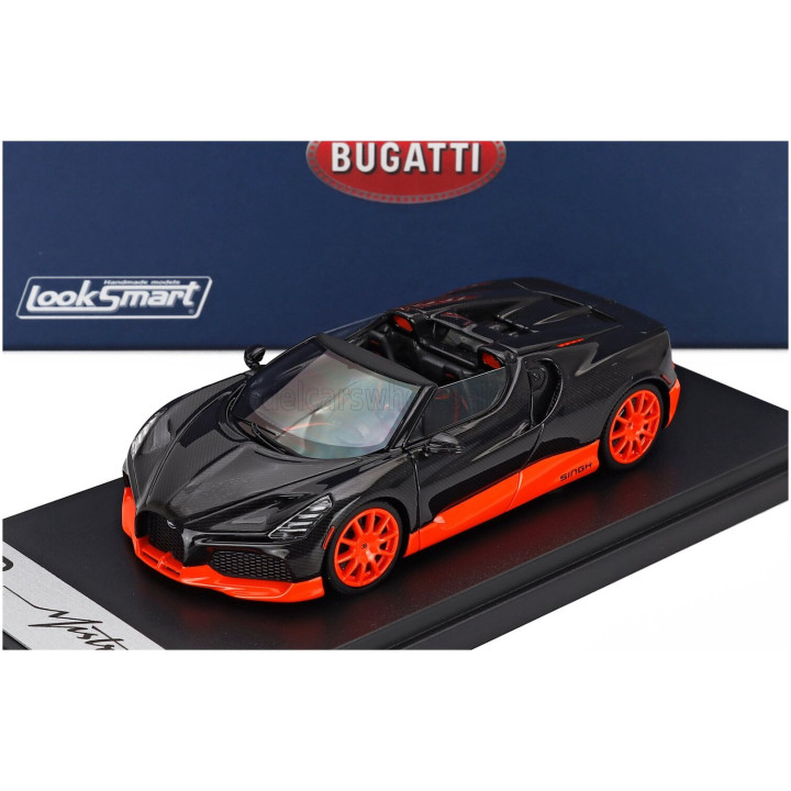LOOKSMART BUGATTI MISTRAL W16 WORLD RECORD CONFIGURATION 2023 - BLACK ORANGE FLUO 1/43