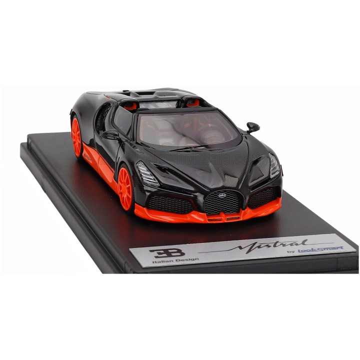 LOOKSMART BUGATTI MISTRAL W16 WORLD RECORD CONFIGURATION 2023 - BLACK ORANGE FLUO 1/43