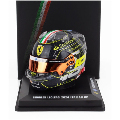 LOOKSMART BELL HELMET CASCO HELMET F1 CHARLES LECLERC TEAM FERRARI HP N 16 WINNER MONZA ITALY GP 2024 - BLACK 1/5