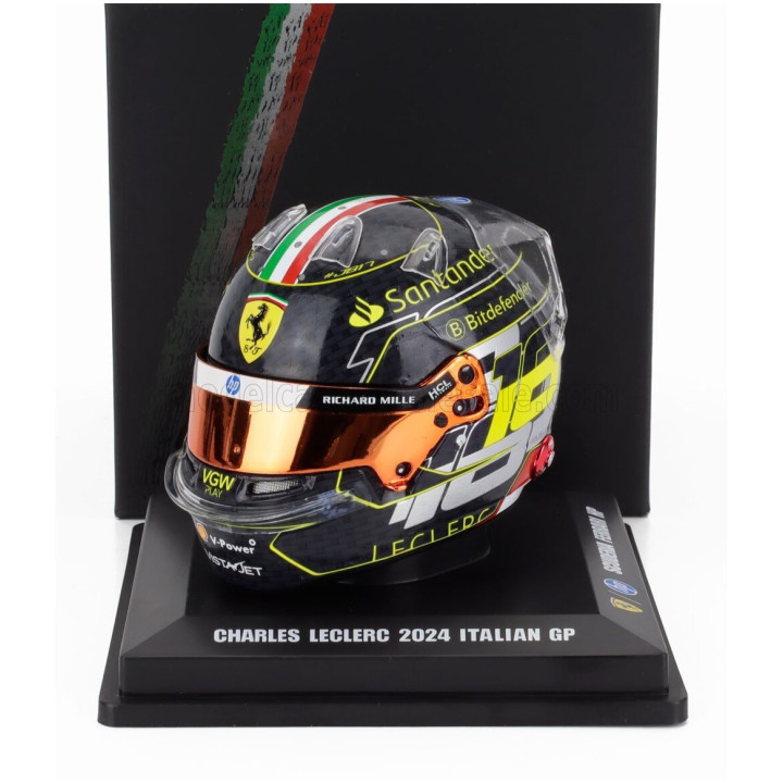 LOOKSMART BELL HELMET CASCO HELMET F1 CHARLES LECLERC TEAM FERRARI HP N 16 WINNER MONZA ITALY GP 2024 - BLACK 1/5