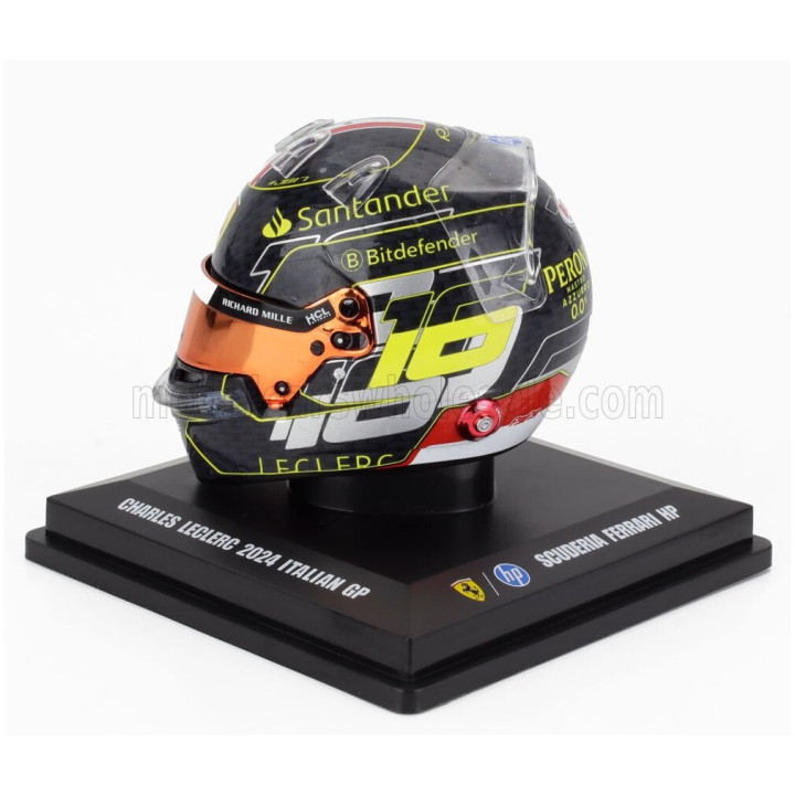 LOOKSMART BELL HELMET CASCO HELMET F1 CHARLES LECLERC TEAM FERRARI HP N 16 WINNER MONZA ITALY GP 2024 - BLACK 1/5