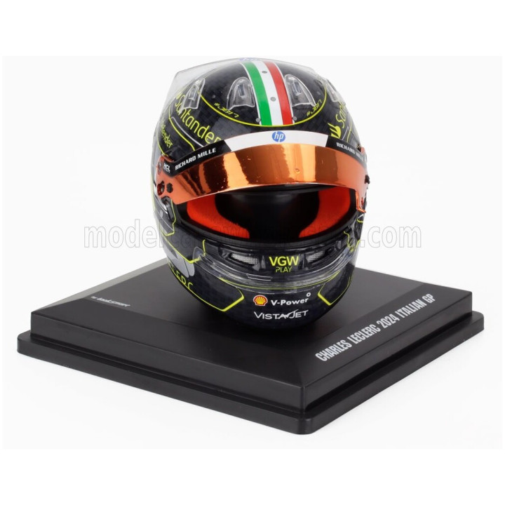 LOOKSMART BELL HELMET CASCO HELMET F1 CHARLES LECLERC TEAM FERRARI HP N 16 WINNER MONZA ITALY GP 2024 - BLACK 1/5