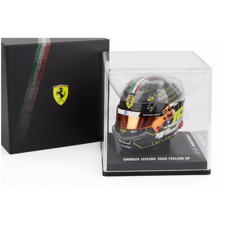 LOOKSMART BELL HELMET CASCO HELMET F1 CHARLES LECLERC TEAM FERRARI HP N 16 WINNER MONZA ITALY GP 2024 - BLACK 1/5