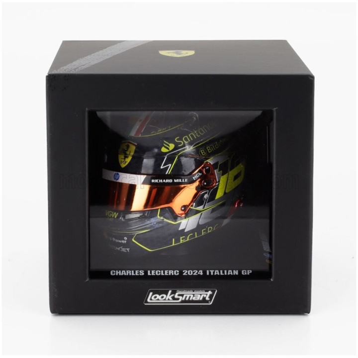 LOOKSMART BELL HELMET CASCO HELMET F1 CHARLES LECLERC TEAM FERRARI HP N 16 WINNER MONZA ITALY GP 2024 - BLACK 1/5