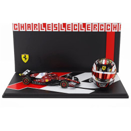 LOOKSMART FERRARI SET FERRARI F1 SF-25 TEAM FERRARI HP SF25 + 1/5 SCALE CASCO HELMET N 16 4th ABU DHABI GP 2025 CHARLES LECLERC