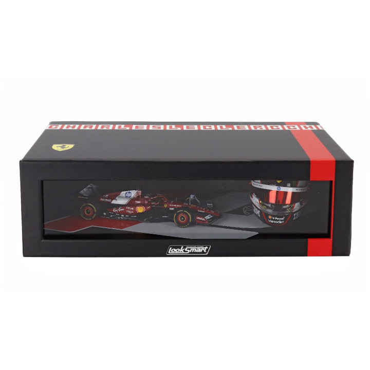 LOOKSMART FERRARI SET FERRARI F1 SF-25 TEAM FERRARI HP SF25 + 1/5 SCALE CASCO HELMET N 16 4th ABU DHABI GP 2025 CHARLES LECLERC