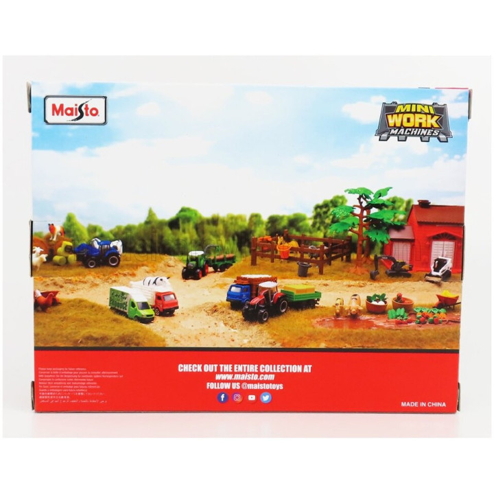 MAISTO MASSEY FERGUSON FARM SET 8S.285 TRACTOR WITH ACCESSORIES 2018 - RED GREY 1/64