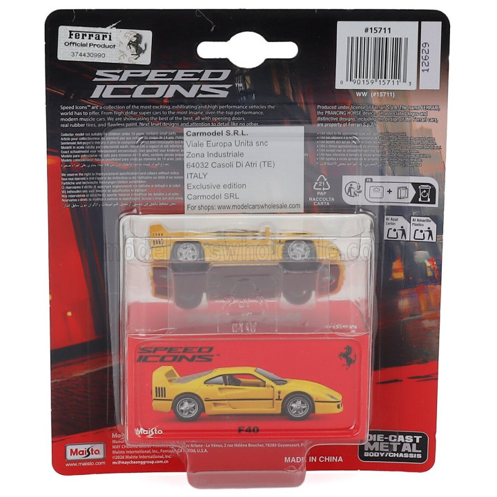 MAISTO FERRARI F40 1987 - YELLOW 1/64