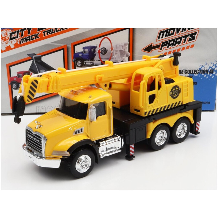 MAISTO MACK ANTHEM TRUCK 3-ASSI CANE GRU 2020 - YELLOW BLACK 1/64