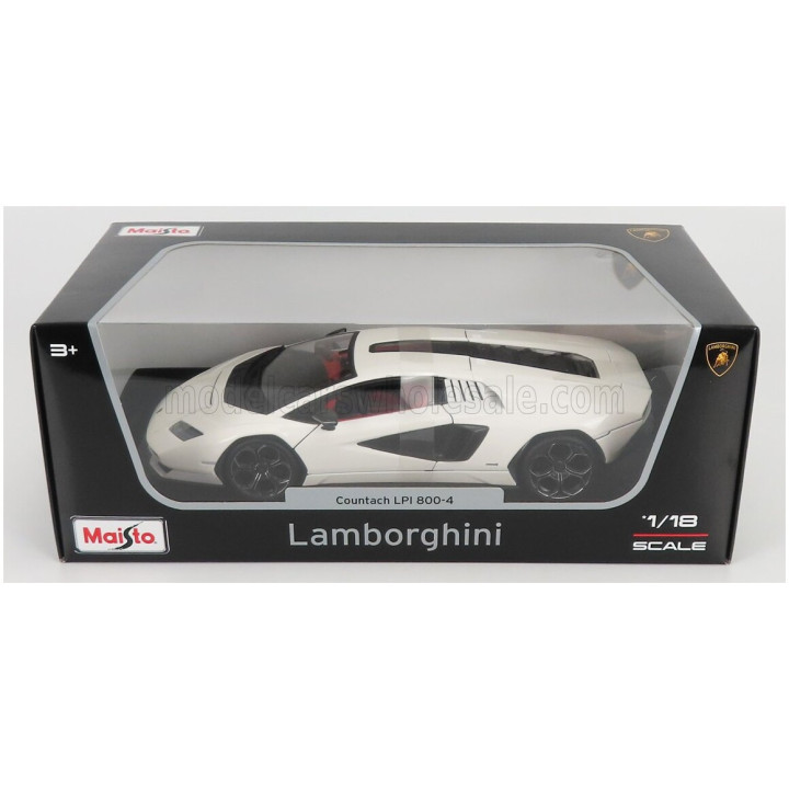 MAISTO LAMBORGHINI COUNTACH LPi 800-4 2021 - BLACK BOX - BIANCO SIDERALE - WHITE 1/18