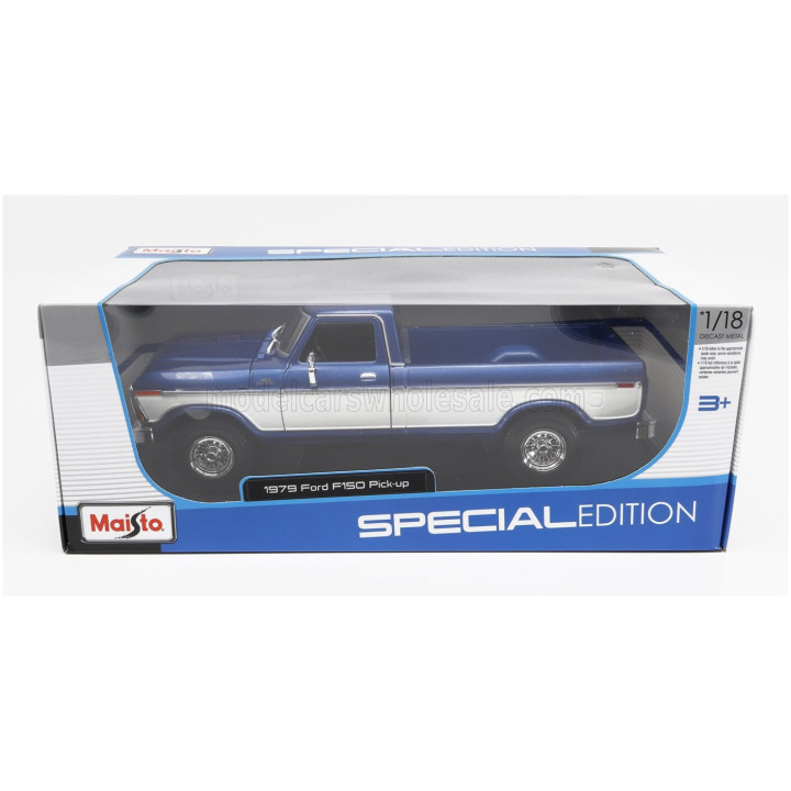MAISTO FORD USA F-150 PICK-UP 1979 - BLUE WHITE 1/18