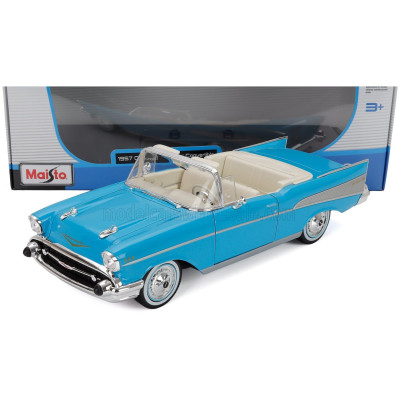 MAISTO CHEVROLET BEL AIR CABRIOLET 1957 - LIGHT BLUE 1/18
