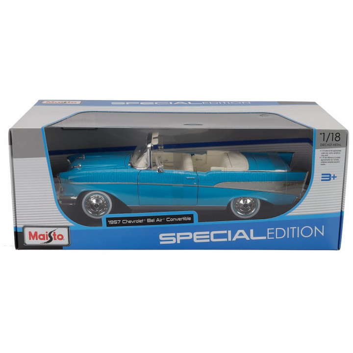 MAISTO CHEVROLET BEL AIR CABRIOLET 1957 - LIGHT BLUE 1/18