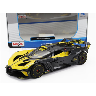 MAISTO BUGATTI BOLIDE W16 8.0 FOUR-TURBO 1850hp 500km/h 2020 - YELLOW BLACK 1/24