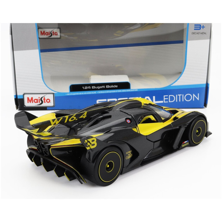 MAISTO BUGATTI BOLIDE W16 8.0 FOUR-TURBO 1850hp 500km/h 2020 - YELLOW BLACK 1/24