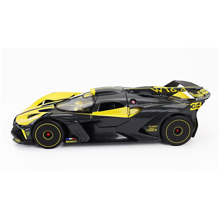 MAISTO BUGATTI BOLIDE W16 8.0 FOUR-TURBO 1850hp 500km/h 2020 - YELLOW BLACK 1/24