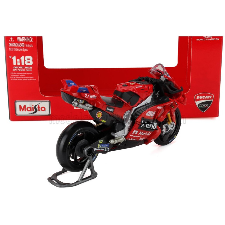 MAISTO DUCATI DESMOSEDICI GP25 TEAM LENOVO N 63 MOTOGP SEASON 2025 FRANCESCO BAGNAIA - RED 1/18
