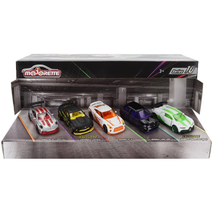 MAJORETTE PORSCHE SET 5X 911 992 GT3 CUP - CHEVROLET CAMARO - NISSAN GT-R - RENAULT CLIO 16V - BUGATTI CHIRON PUR SPORT