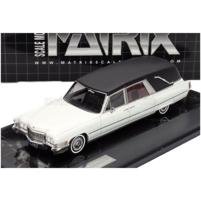 MATRIX SCALE MODELS CADILLAC SUPERIOR FUNERAL CAR - HEARSE - CARRO FUNEBRE 1970 - WHITE BLACK 1/43