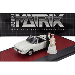 MATRIX SCALE MODELS ALFA ROMEO GIULIA GT CABRIOLET SPIDER PROTOTIPO 1963 - MATRIMONIO - JUST MARRIED - WEDDING WITH 2 FIGURES