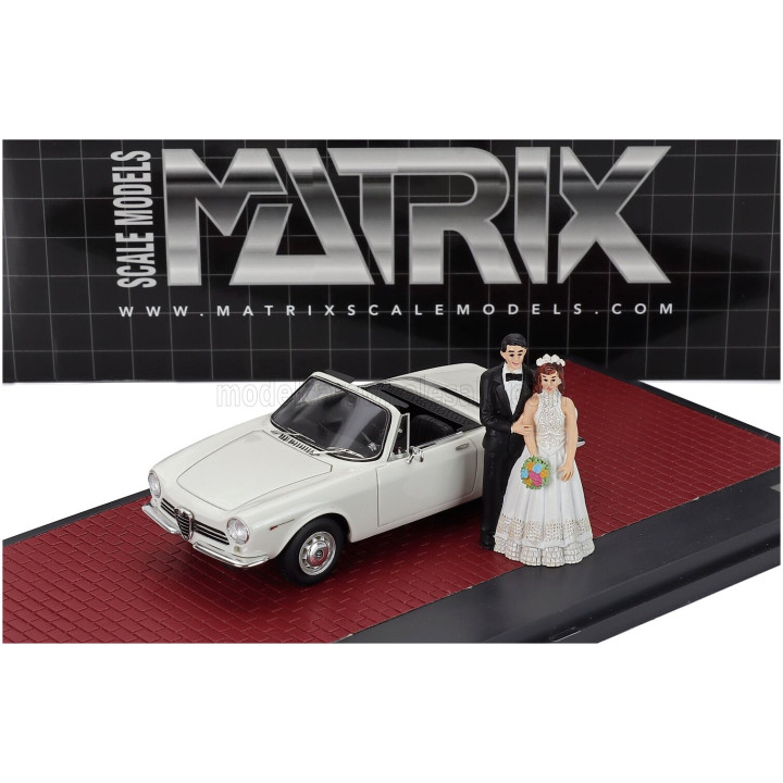 MATRIX SCALE MODELS ALFA ROMEO GIULIA GT CABRIOLET SPIDER PROTOTIPO 1963 - MATRIMONIO - JUST MARRIED - WEDDING WITH 2 FIGURES