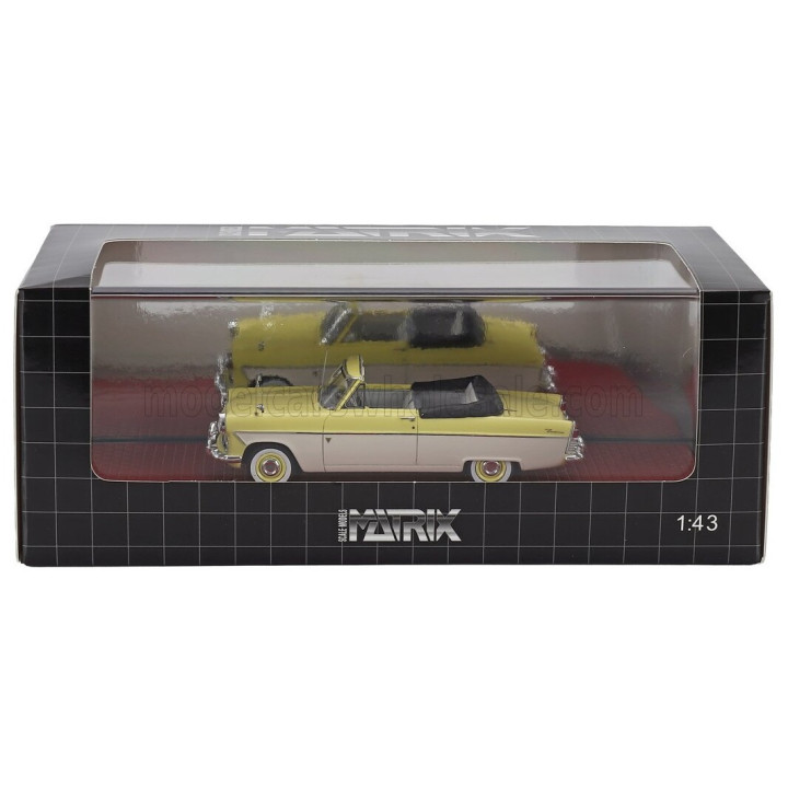 MATRIX SCALE MODELS FORD ENGLAND ZODIAC MKII 206E CABRIOLET OPEN 1958 - YELLOW WHITE 1/43
