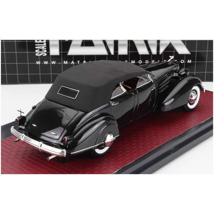 MATRIX SCALE MODELS CADILLAC V16 DUAL COWL SPORT PHEATON CABRIOLET CLOSED 1937 - BLACK 1/43