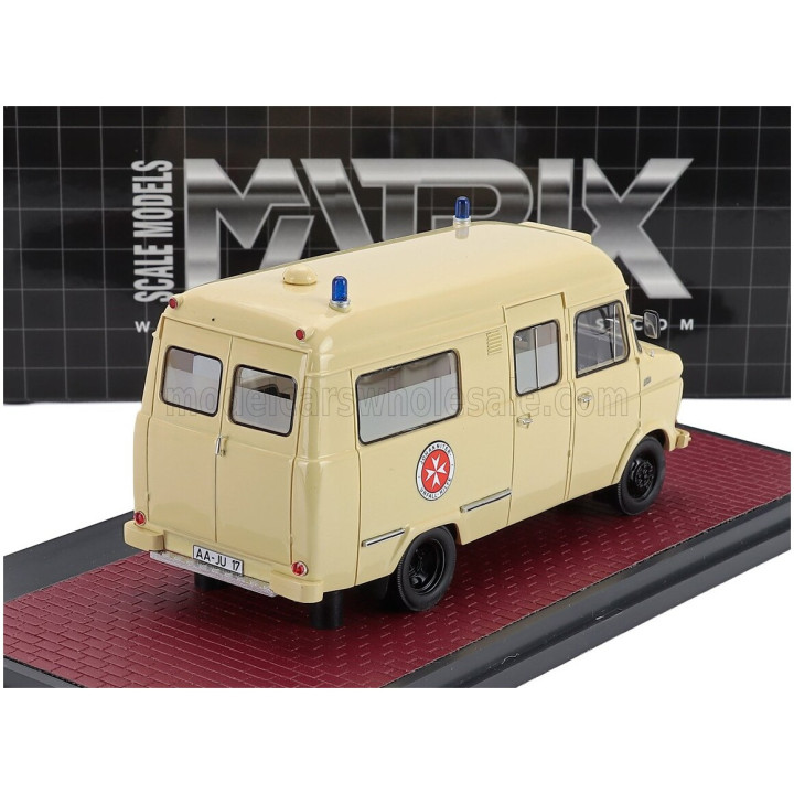 MATRIX SCALE MODELS OPEL BLITZ VAN AMBULANCE JOHANITTER AALEN 1965 - CREAM 1/43