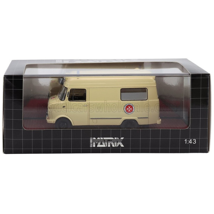 MATRIX SCALE MODELS OPEL BLITZ VAN AMBULANCE JOHANITTER AALEN 1965 - CREAM 1/43