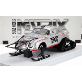 MATRIX SCALE MODELS PORSCHE 356A VALKYRIE RACING ANTARTICA ICE CHALLENGE 2021 WITH MOTHER AND CHILD PENGUIN - SILVER RED 1/43