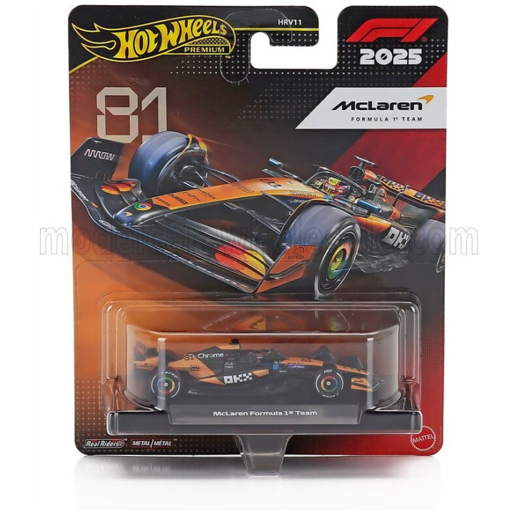 MATTEL HOT WHEELS McLAREN F1 MCL39 TEAM MCLAREN N 81 SEASON 2025 OSCAR PIASTRI - ORANGE BLACK 1/64