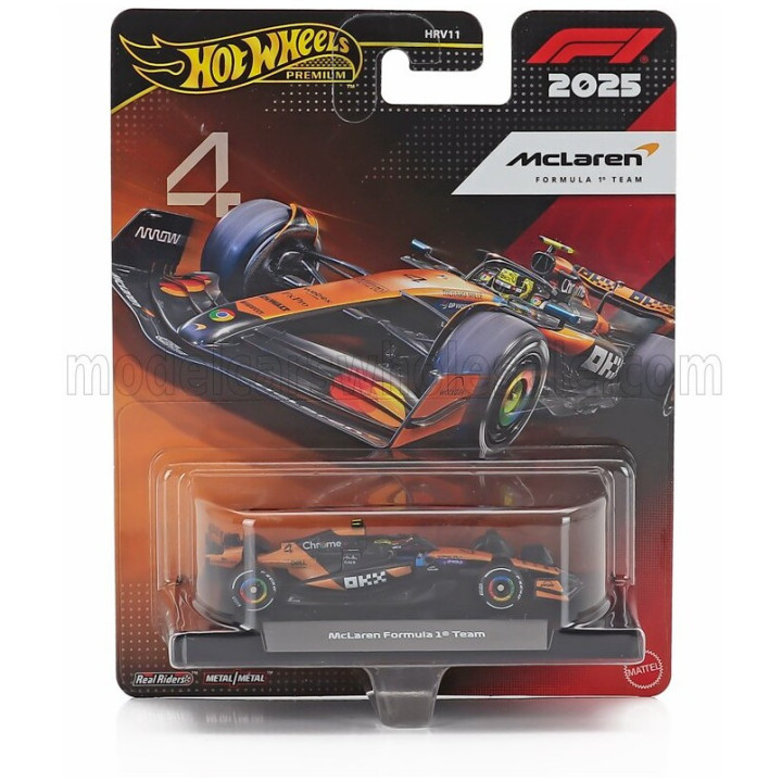 MATTEL HOT WHEELS McLAREN F1 MCL39 TEAM MCLAREN N 4 WORLD CHAMPION SEASON 2025 LANDO NORRIS - ORANGE BLACK 1/64