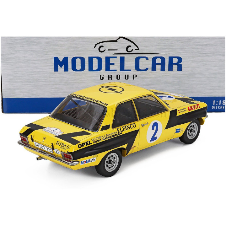 MCG OPEL ASCONA A (night version) N 2 RALLY ACROPOLIS 1975 WALTER ROHRL - CHRISTIAN GEISTDORFER - YELLOW BLACK 1/18