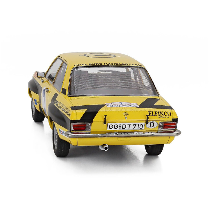 MCG OPEL ASCONA A (night version) N 2 RALLY ACROPOLIS 1975 WALTER ROHRL - CHRISTIAN GEISTDORFER - YELLOW BLACK 1/18