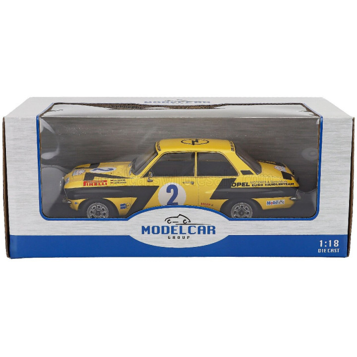 MCG OPEL ASCONA A (night version) N 2 RALLY ACROPOLIS 1975 WALTER ROHRL - CHRISTIAN GEISTDORFER - YELLOW BLACK 1/18