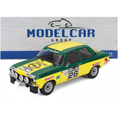 MCG OPEL ASCONA A (night version) N 26 RALLY RAC LOMBARD 1973 WALTER ROHRL - JOCHEN BERGER - GREEN YELLOW 1/18