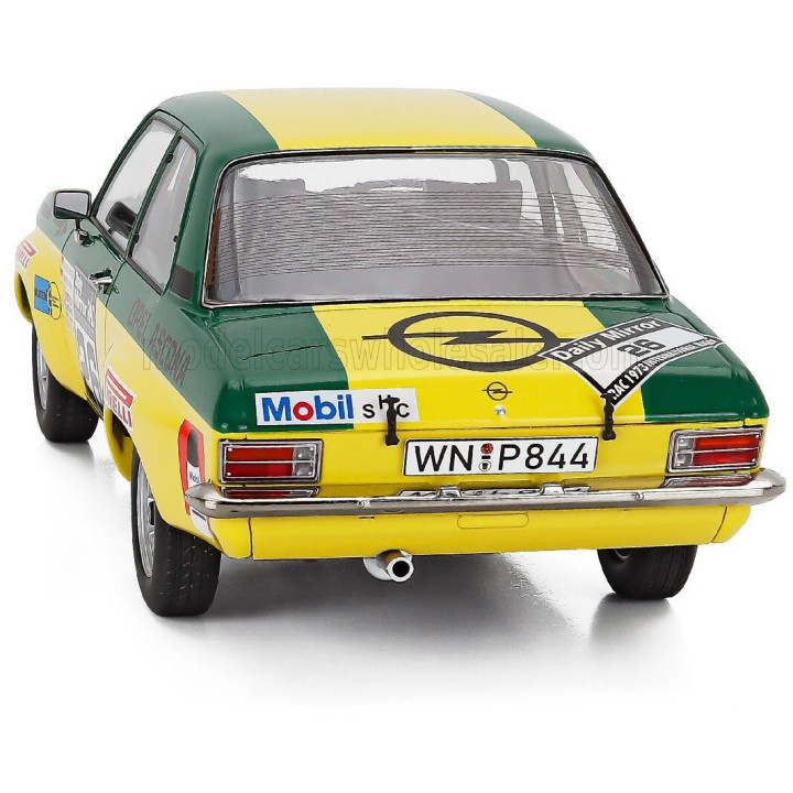 MCG OPEL ASCONA A (night version) N 26 RALLY RAC LOMBARD 1973 WALTER ROHRL - JOCHEN BERGER - GREEN YELLOW 1/18