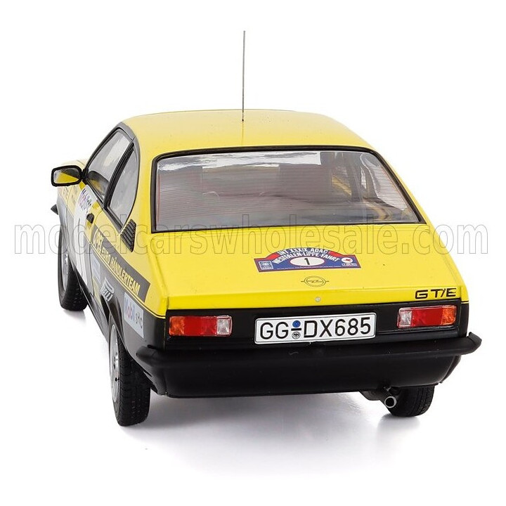 MCG OPEL KADETT C COUPE 1973 GT/E N 1 3rd RALLY WESTFALEN 1977 WALTER ROHRL - HANNO MENNE - YELLOW BLACK 1/18