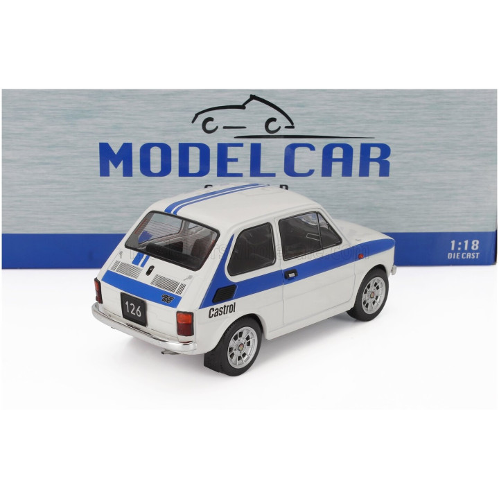 MCG FIAT 126 CASTROL LIVERY 1972 - WHITE BLUE 1/18