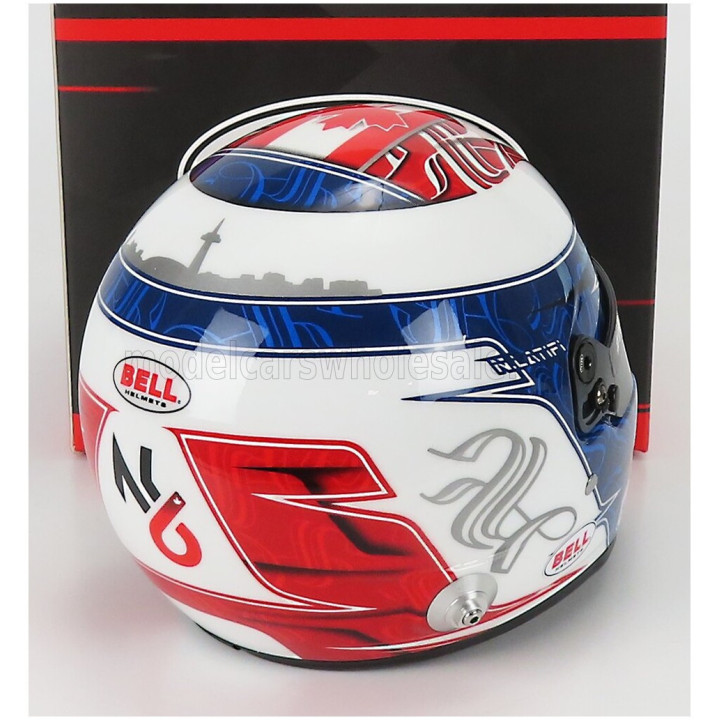 MINI HELMET BELL HELMET F1 CASCO HELMET WILLIAMS FW44 TEAM WILLIAMS RACING N 6 SEASON 2022 NICHOLAS LATIFI - WHITE BLUE RED 1/2