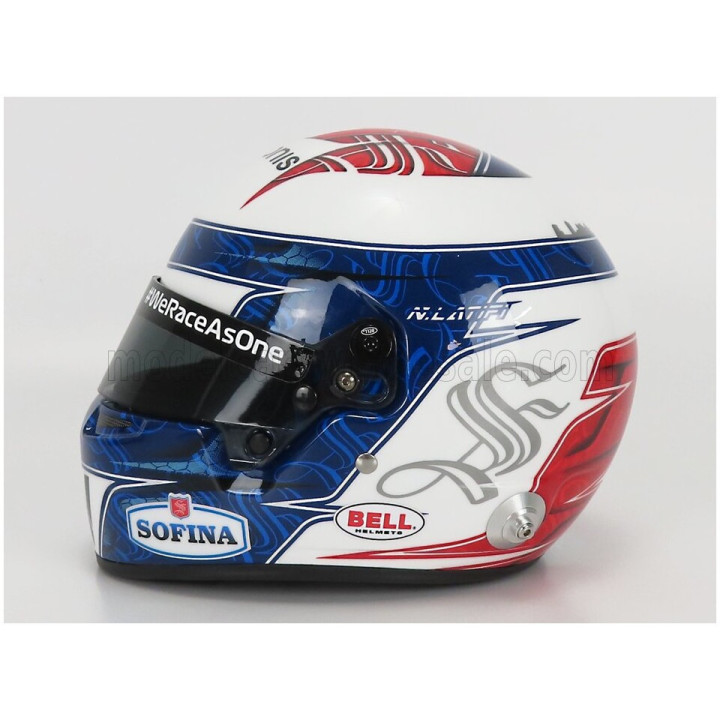 MINI HELMET BELL HELMET F1 CASCO HELMET WILLIAMS FW44 TEAM WILLIAMS RACING N 6 SEASON 2022 NICHOLAS LATIFI - WHITE BLUE RED 1/2
