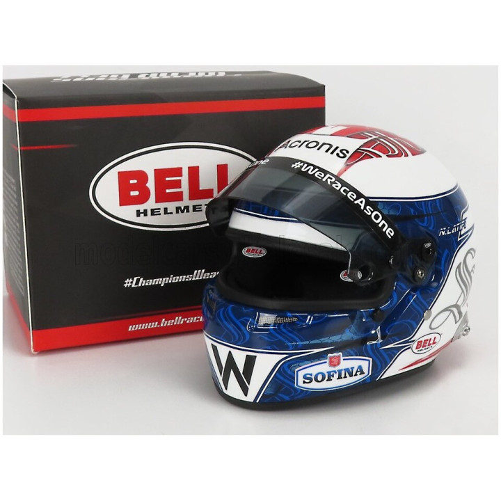 MINI HELMET BELL HELMET F1 CASCO HELMET WILLIAMS FW44 TEAM WILLIAMS RACING N 6 SEASON 2022 NICHOLAS LATIFI - WHITE BLUE RED 1/2