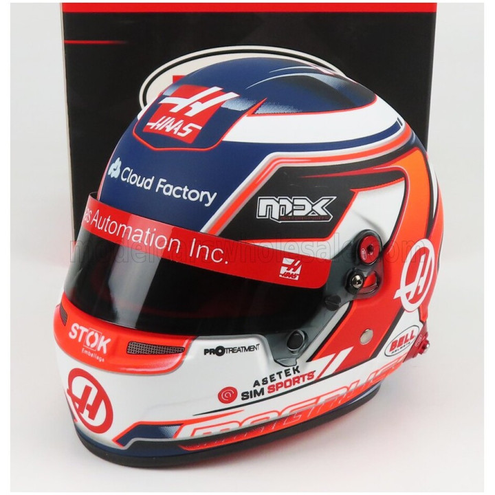 MINI HELMET BELL HELMET F1 CASCO HELMET HAAS VF-22 TEAM HAAS N 20 SEASON 2022 KEVIN MAGNUSSEN - WHITE RED BLACK 1/2